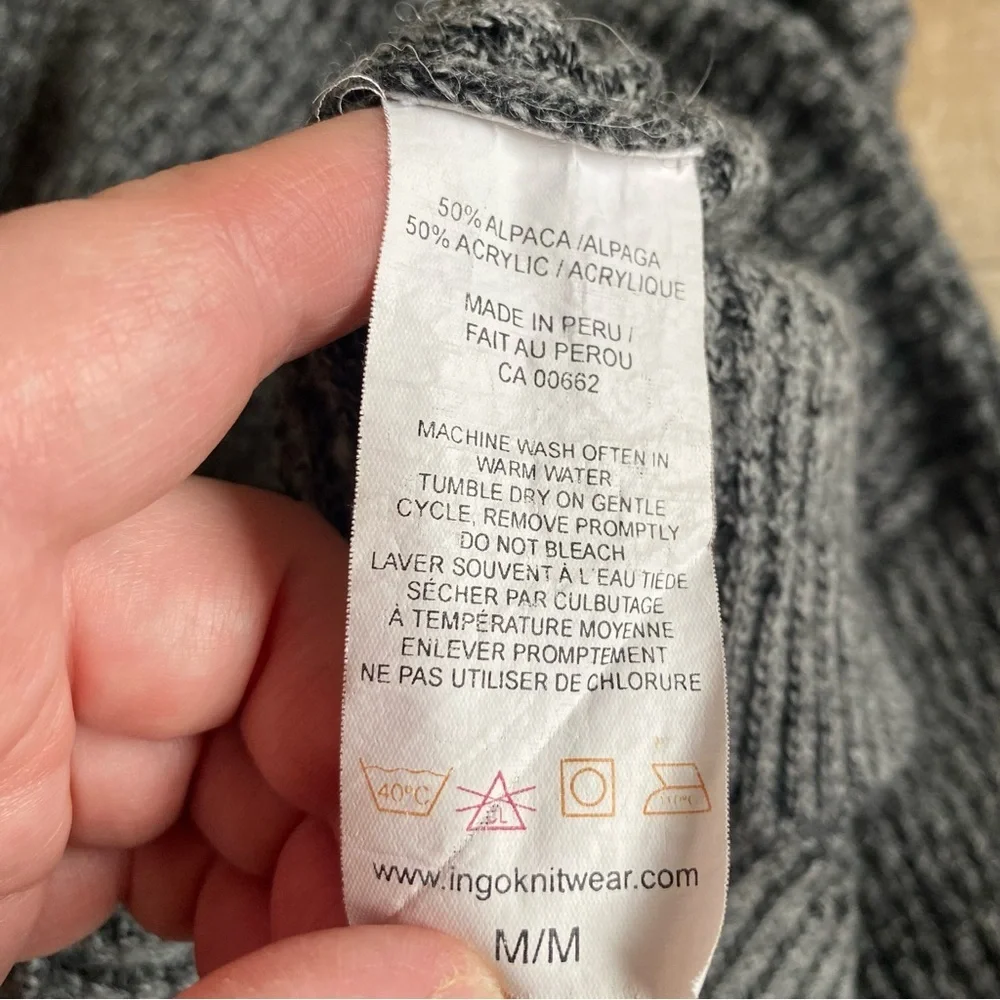 Vintage Ingo Alpaca shawl collar fisherman sweater button up knit cardigan med - Picture 7 of 7